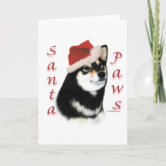 Tarjeta Festiva Patas negras de Shiba Inu Santa (Anverso)