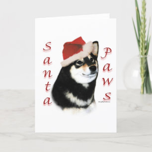 Tarjeta Festiva Patas negras de Shiba Inu Santa
