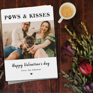 Tarjeta Festiva Patas y besos de San Valentín para pareja de masco