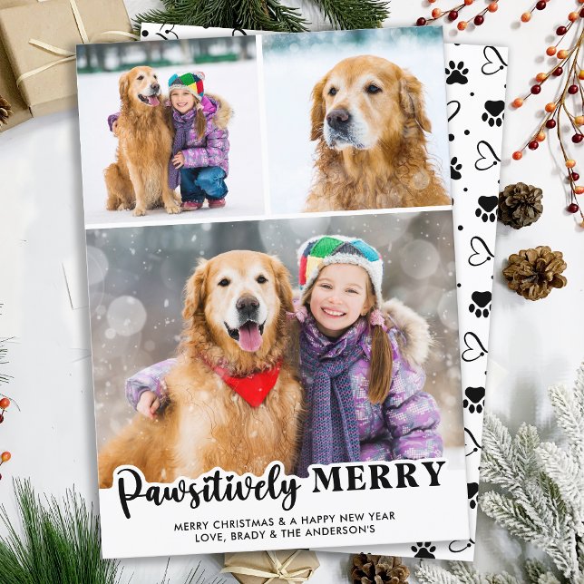 Tarjeta Festiva Patéticamente Merry Personalizado 3 Photo Dog Love (Subido por el creador)