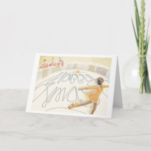 Tarjeta Festiva patinador de hielo expresivo