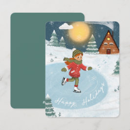 Tarjeta Festiva "Patinadora alegre"