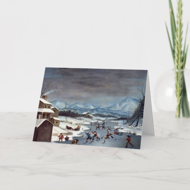 TARJETA FESTIVA PATINAJE DE HIELO 1835 (Anverso)