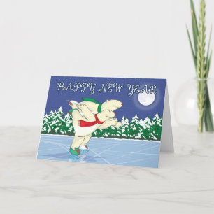 Tarjeta Festiva Patinaje de los osos polares