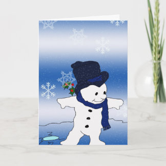Tarjeta Festiva Patinaje de Snowman