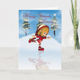 Tarjeta Festiva Patinaje del duende del cutie de Moonies de las