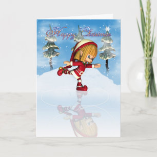 Tarjeta Festiva Patinaje del duende del cutie de Moonies de las