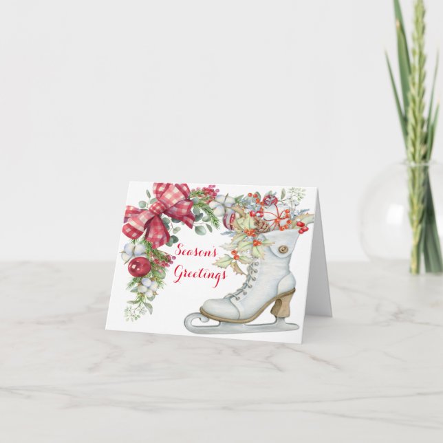 Tarjeta Festiva Patinaje helado para navidades (Anverso)