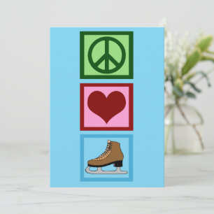 Tarjeta Festiva Patinaje Hielo Peace Love