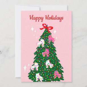 Tarjeta Festiva Patinaje Navideño en Patines sobre Ruedas Skate de