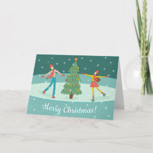 Tarjeta Festiva Patinaje retro