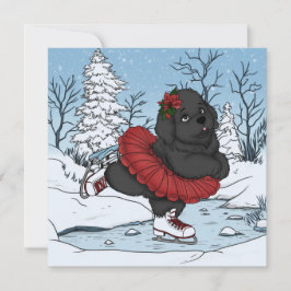 Tarjeta Festiva Patinaje sobre hielo cachorro de Terranova País de