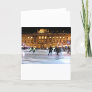 Tarjeta Festiva Patinaje sobre hielo para navidades