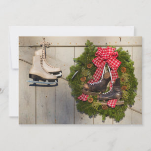 Tarjeta Festiva Patines de hielo con correa de Navidades