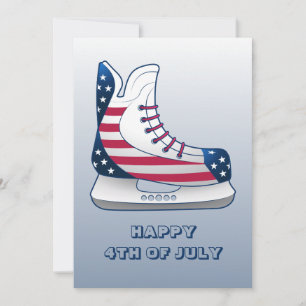 Tarjeta Festiva Patines de hockey Feliz 4 de julio