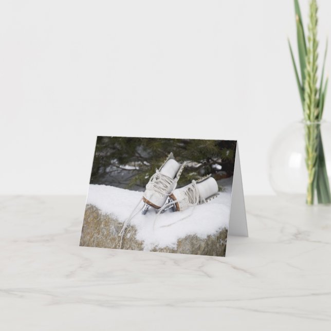 Tarjeta Festiva Patines en nieve (Anverso)