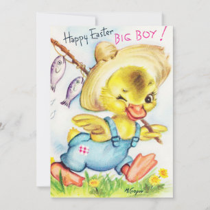 Tarjeta Festiva Pato de Pascua retro lindo añadir mensaje