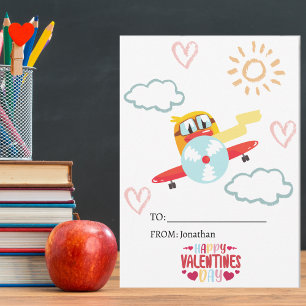 Tarjeta Festiva Pato Divertido Avión Cute Niños Día de San Valentí