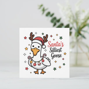 Tarjeta Festiva Pato Divertido Navideño Ganso Tonto Santa Adorable
