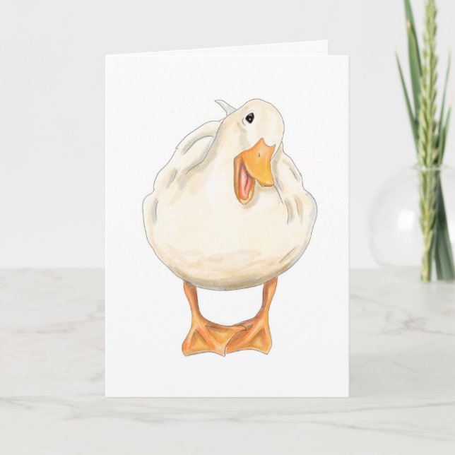 Tarjeta Festiva Pato feliz, animal lindo, hecho a mano, acuarela (Anverso)