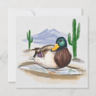 Tarjeta Festiva Pato hecho a mano en charco (Beatrix Potter Style)