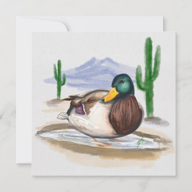 Tarjeta Festiva Pato hecho a mano en charco (Beatrix Potter Style) (Anverso)