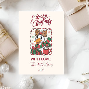 Tarjeta Festiva Pato Navideño Acogedor