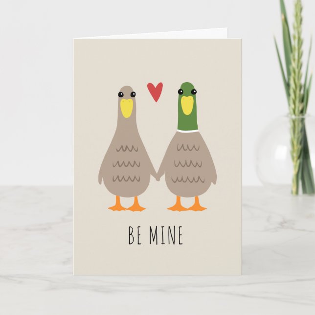 Tarjeta Festiva Patos de amor | Cute Happy Valentine Day Card (Anverso)