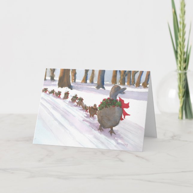 Tarjeta Festiva Patos en Boston Common durante las vacaciones de i (Anverso)