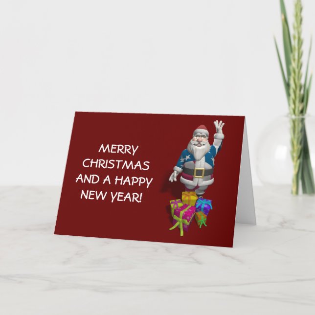 Tarjeta Festiva Patriot Santa Claus (Anverso)