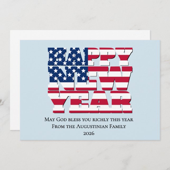Tarjeta Festiva Patriotic American HAPPY NEW YEAR 2026 (Anverso / Reverso)