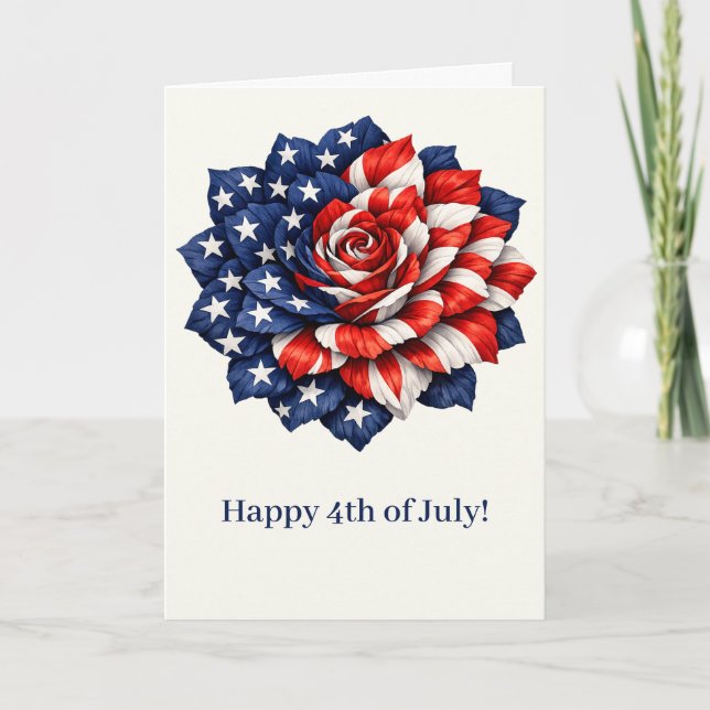 Tarjeta Festiva Patriotic Flag Floral Illustration (Anverso)