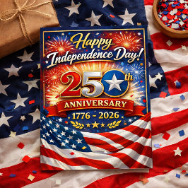 Tarjeta Festiva Patriotic Fourth of July 250th Anniversary