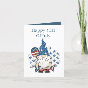 Tarjeta Festiva Patriotic July Fourth add sentiment gnome