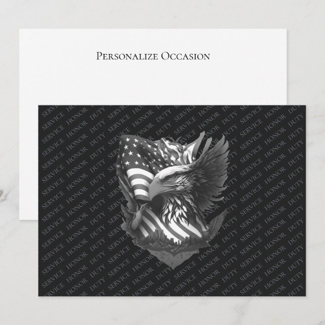 Tarjeta Festiva Patriotic Military Appreciation Thank You Veterans (Anverso / Reverso)