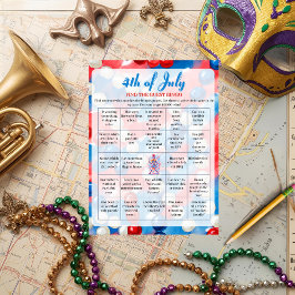 Tarjeta Festiva Patriotic Parade red blue  4th of July Bingo game 