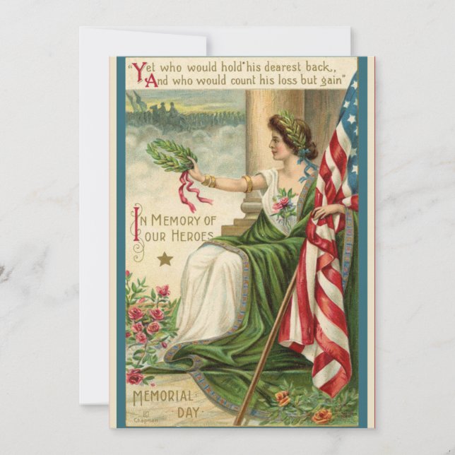 Tarjeta Festiva Patriotic Vintage Retro USA Lady Liberty (Anverso)