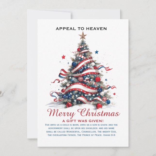 Tarjeta Festiva Patriotic Xmas Tree ATH1 with origin ed FLAT CARD (Anverso)