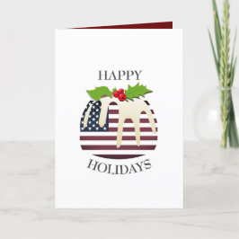 Tarjeta Festiva Patriótico | BANDERA AMERICANA | Navidades Pudding