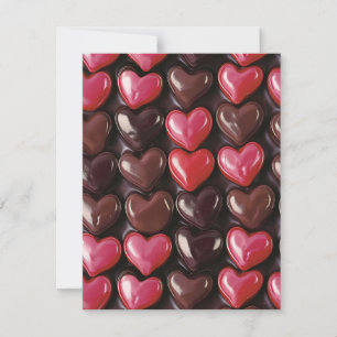 Tarjeta Festiva Patrón cardíaco de chocolate con mosaico