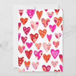 Tarjeta Festiva Patrón cardíaco San Valentín rosa rojo
