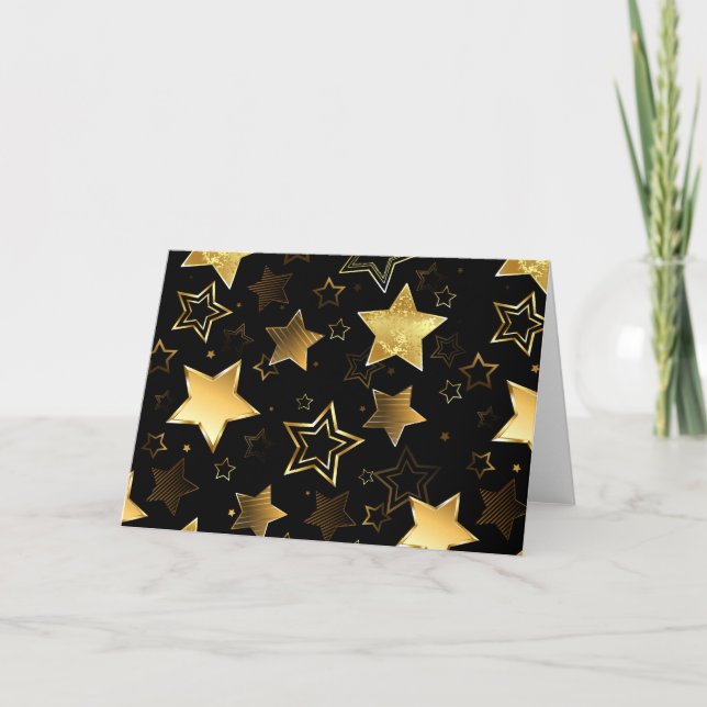 Tarjeta Festiva Patrón continuo con estrellas doradas (Anverso)