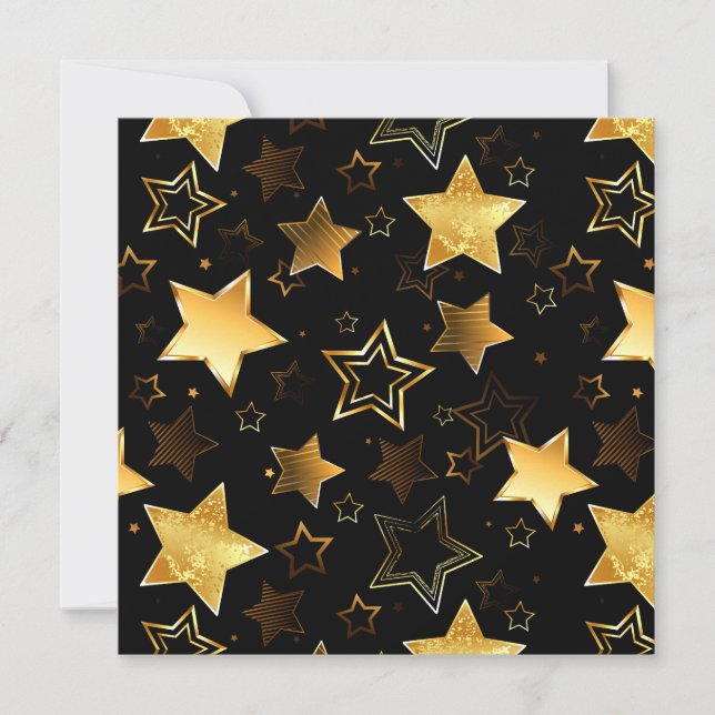 Tarjeta Festiva Patrón continuo con estrellas doradas (Anverso)