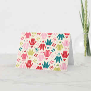 Tarjeta Festiva Patrón de abrigo y zapatos de elfo colorido