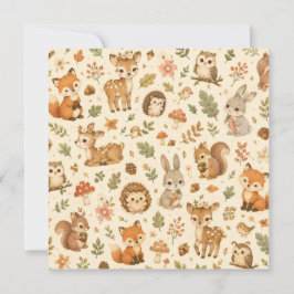 Tarjeta Festiva Patrón de acuarela de animales adorables del bosqu