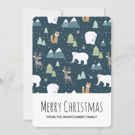 Tarjeta Festiva Patrón de animales de invierno de Navidades hábile