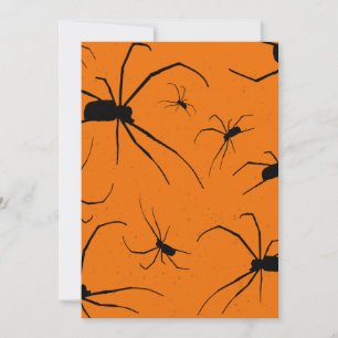 Tarjeta Festiva Patrón de arañas de Halloween naranjas, Araña negr