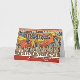 Tarjeta Festiva Patrón de ave de la naturaleza Art Nouveau francés