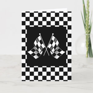 Tarjeta Festiva Patrón de bandera de cuadros en blanco y negro gen