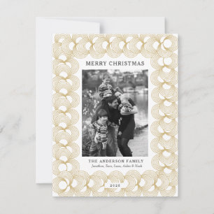 Tarjeta Festiva Patrón de círculo dorado   Navidades fotográficos